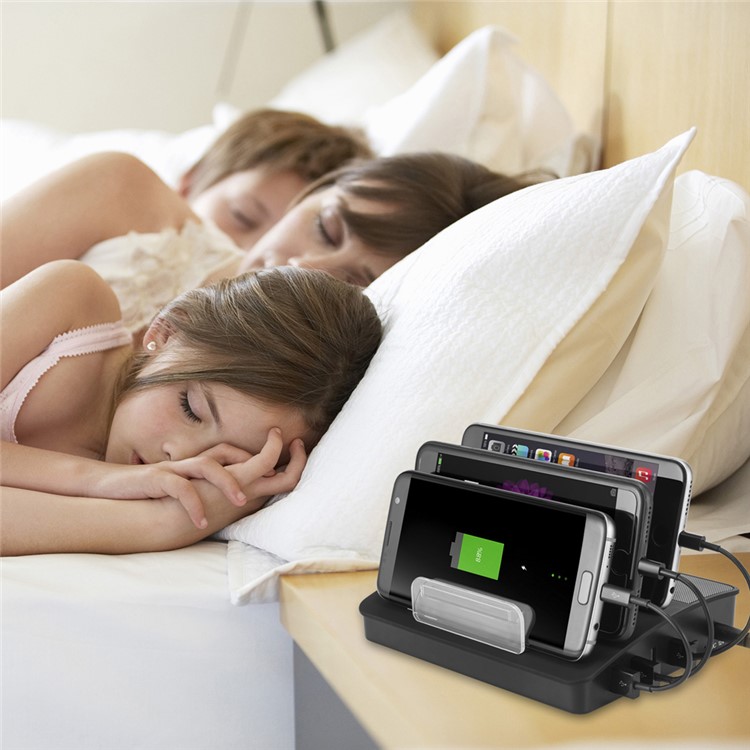 4 Ports USB Charging Station Dock with Wireless Bluetooth Speaker - Black / EU Plug-8