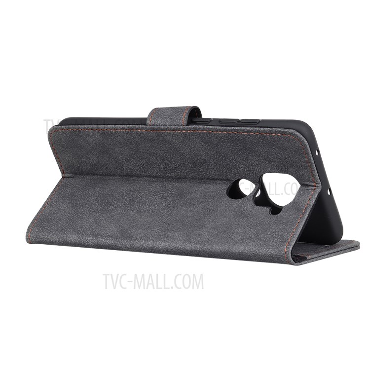 KHAZNEH Retro Split Leather Case for Xiaomi Redmi Note 9/Redmi 10X 4G - Black-4