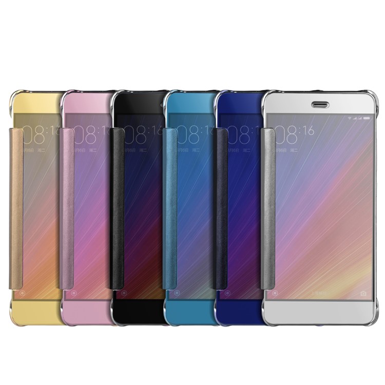 Plated Mirror Surface PC Leather Smart Flip Casing for Xiaomi Mi 5s - Black-2