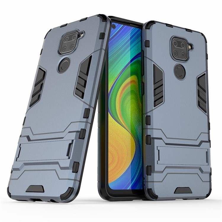 2 in 1 PC + TPU Phone Case with Kickstand for Xiaomi Redmi Note 9/Redmi 10X 4G - Blue-2