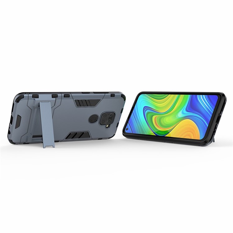 2 in 1 PC + TPU Phone Case with Kickstand for Xiaomi Redmi Note 9/Redmi 10X 4G - Blue-4