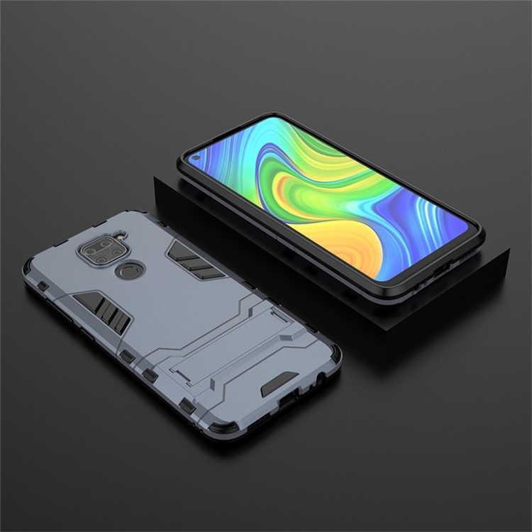 2 in 1 PC + TPU Phone Case with Kickstand for Xiaomi Redmi Note 9/Redmi 10X 4G - Blue-5