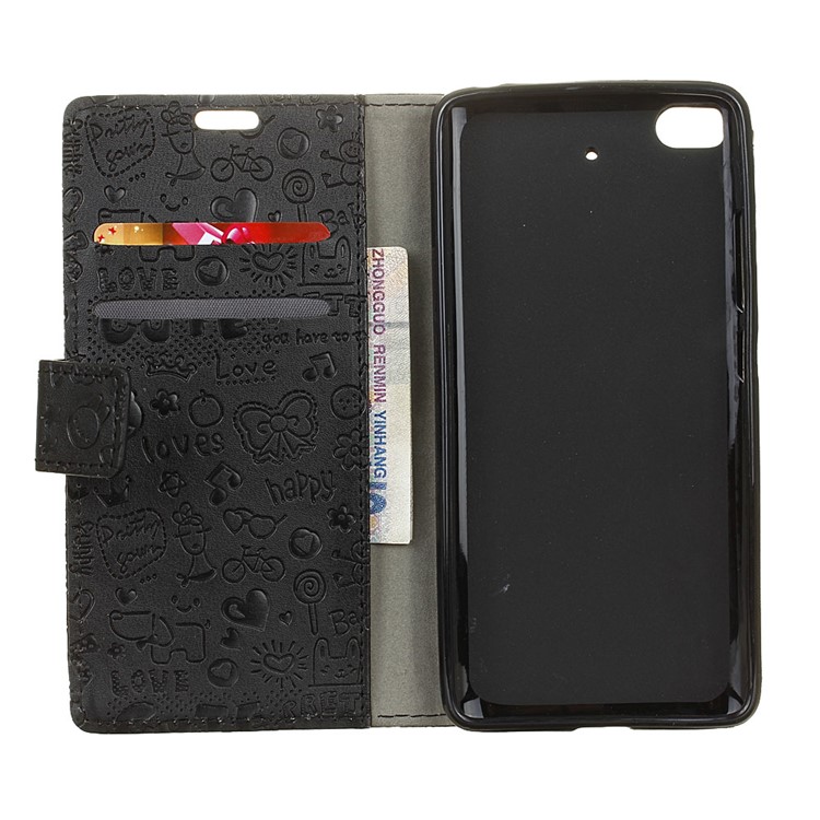 Cartoon Graffiti Flip Wallet Phone Case (PU Leather + TPU) for Xiaomi Mi 5s - Black-3