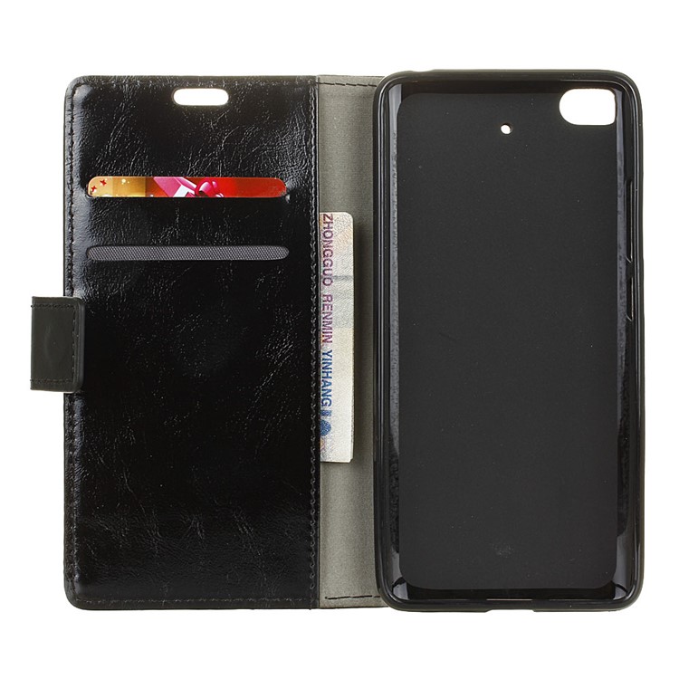 Crazy Horse Card Slots Leather Phone Stand Case for Xiaomi Mi 5s - Black-3