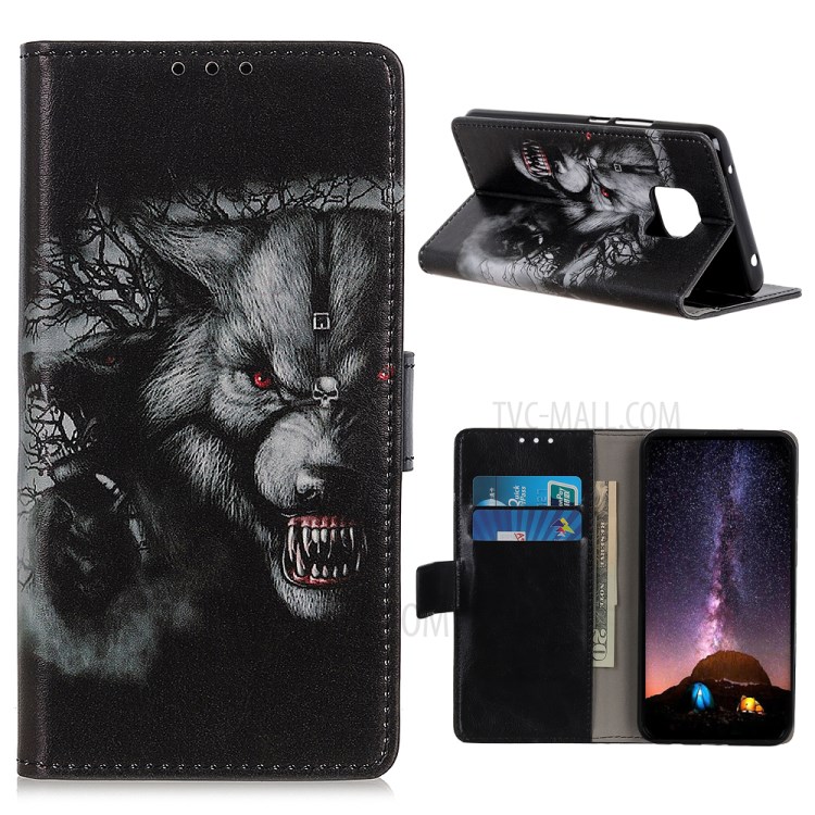 Pattern Printing Flip Leather Wallet Stand Phone Casing for Xiaomi Redmi 10X 5G - Cruel Wolf-1