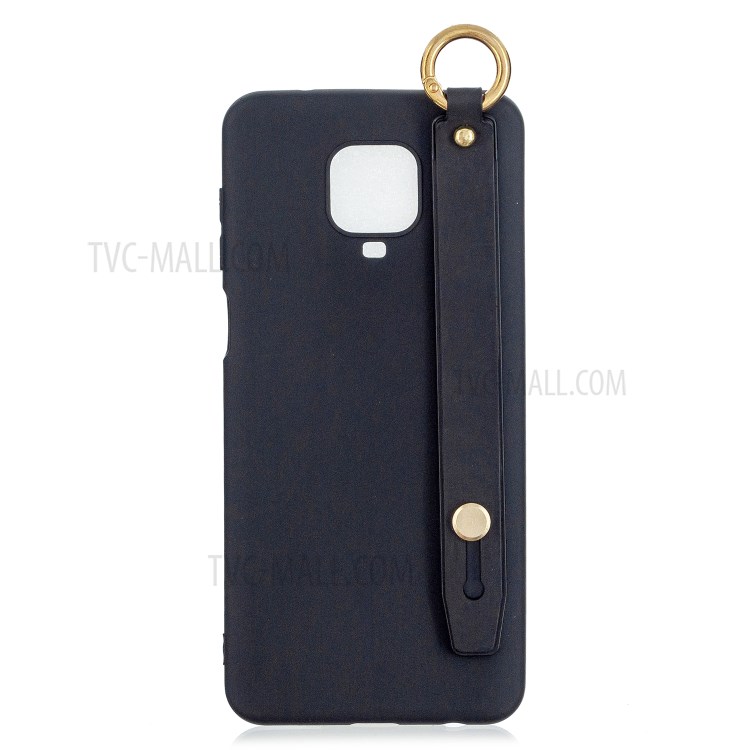 TPU Cover Cell Phone Back Case with Hand Strap Kickstand for Xiaomi Redmi Note 9 Pro/9 Pro Max/9S - Black-1