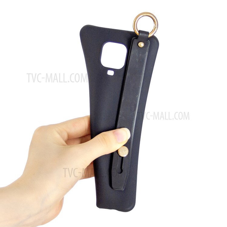 TPU Cover Cell Phone Back Case with Hand Strap Kickstand for Xiaomi Redmi Note 9 Pro/9 Pro Max/9S - Black-5