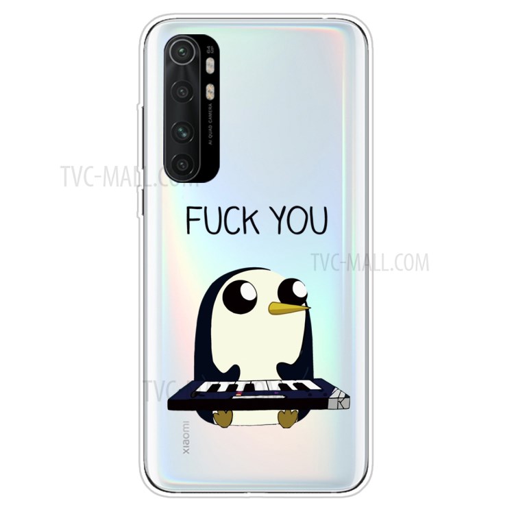 Pattern Printing Soft TPU Shell for Xiaomi Mi Note 10 Lite - Penguin with Piano-1