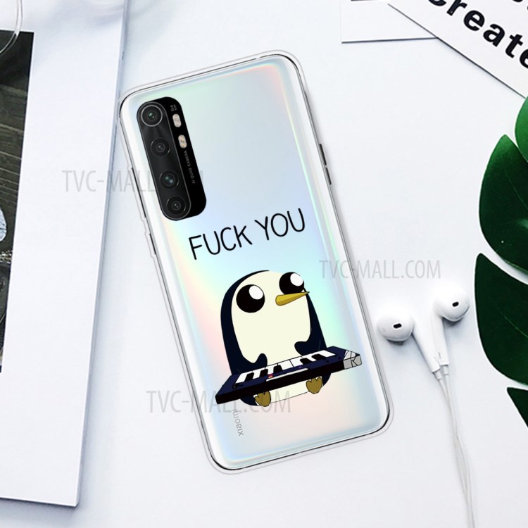 Pattern Printing Soft TPU Shell for Xiaomi Mi Note 10 Lite - Penguin with Piano-2