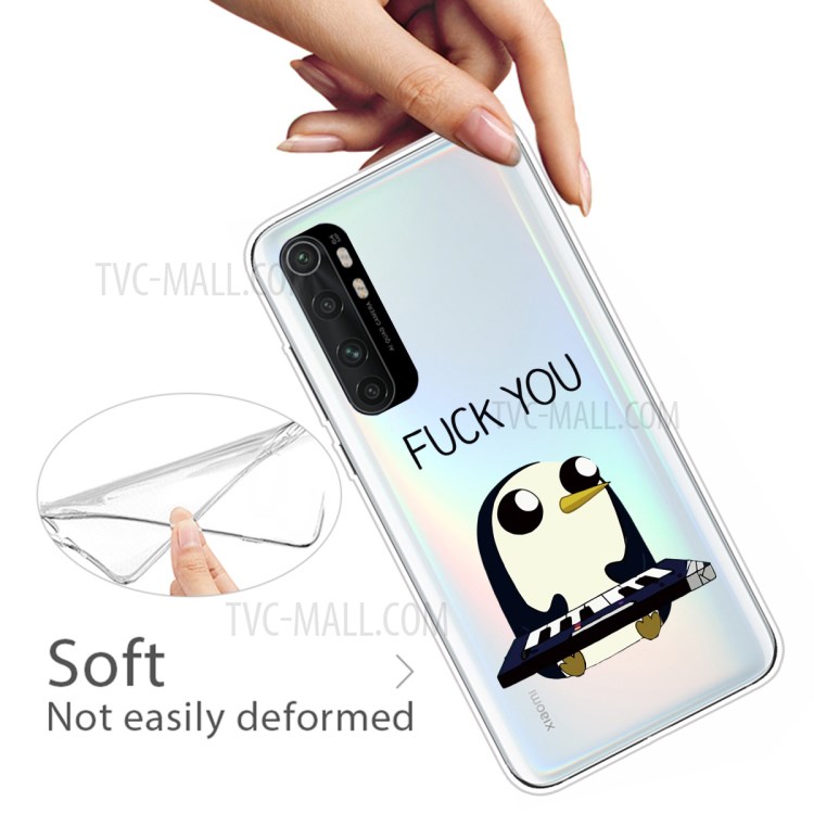 Pattern Printing Soft TPU Shell for Xiaomi Mi Note 10 Lite - Penguin with Piano-4