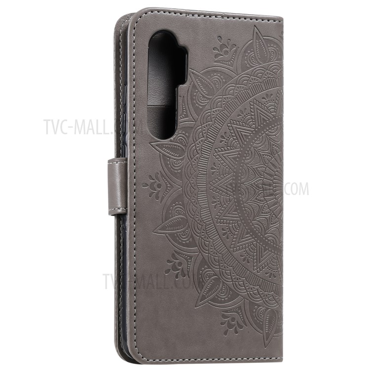 Imprint Flower Leather Stylish Shell for Xiaomi Mi Note 10 Lite - Grey-5