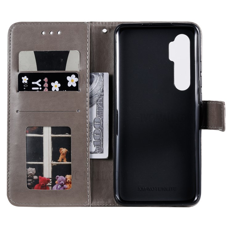 Imprint Flower Leather Stylish Shell for Xiaomi Mi Note 10 Lite - Grey-7