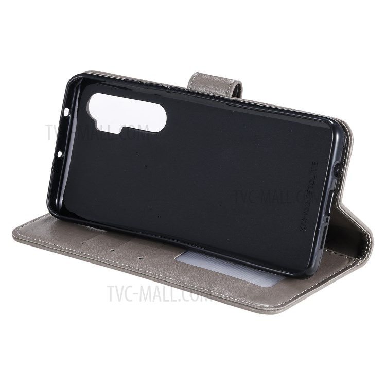 Imprint Flower Leather Stylish Shell for Xiaomi Mi Note 10 Lite - Grey-8