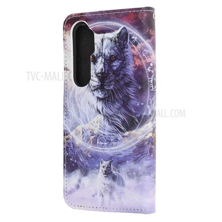 Mobile Phone Cover Pattern Printing Cross Texture Leather Shell for Xiaomi Mi Note 10 Lite - Wolf-2