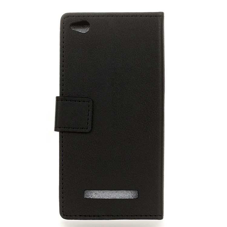 Faux Leather Stand Wallet Mobile Cover for Xiaomi Redmi 4a - Black-2