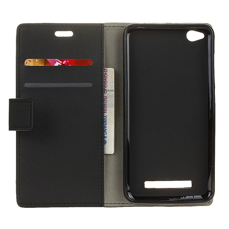 Faux Leather Stand Wallet Mobile Cover for Xiaomi Redmi 4a - Black-3