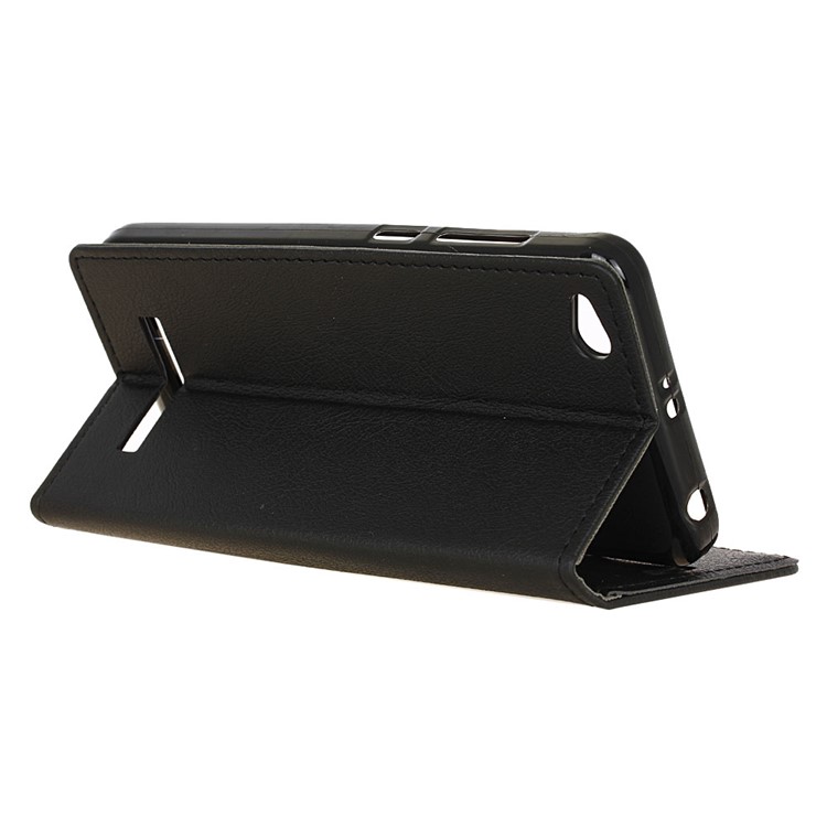 Faux Leather Stand Wallet Mobile Cover for Xiaomi Redmi 4a - Black-5