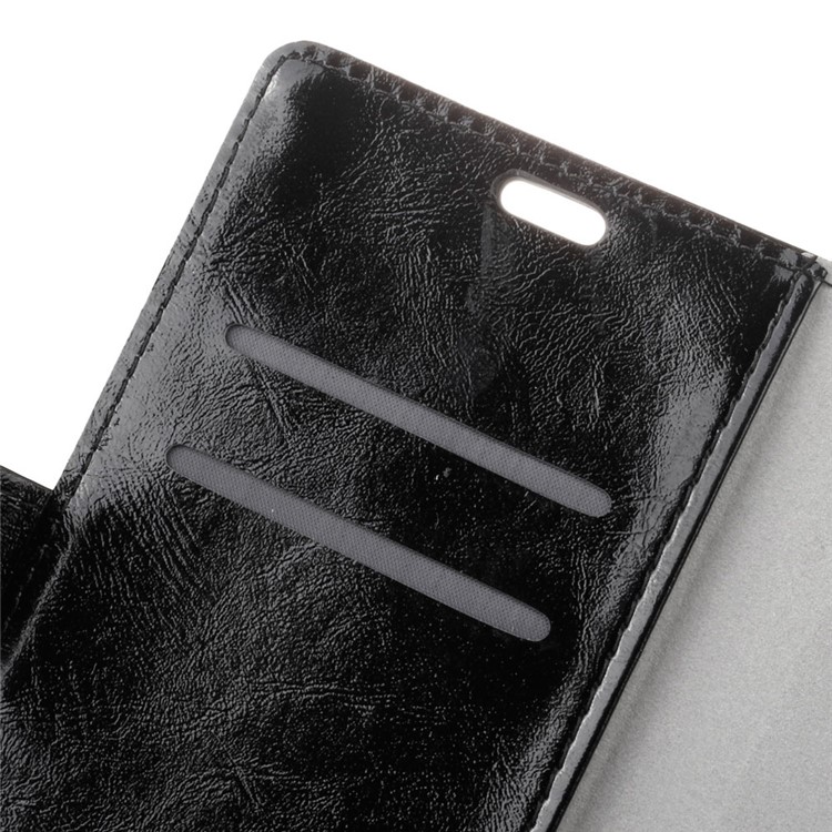 Wallet Flip Leather Phone Stand Case for Xiaomi Redmi 4a with Crazy Horse Texture - Black-2
