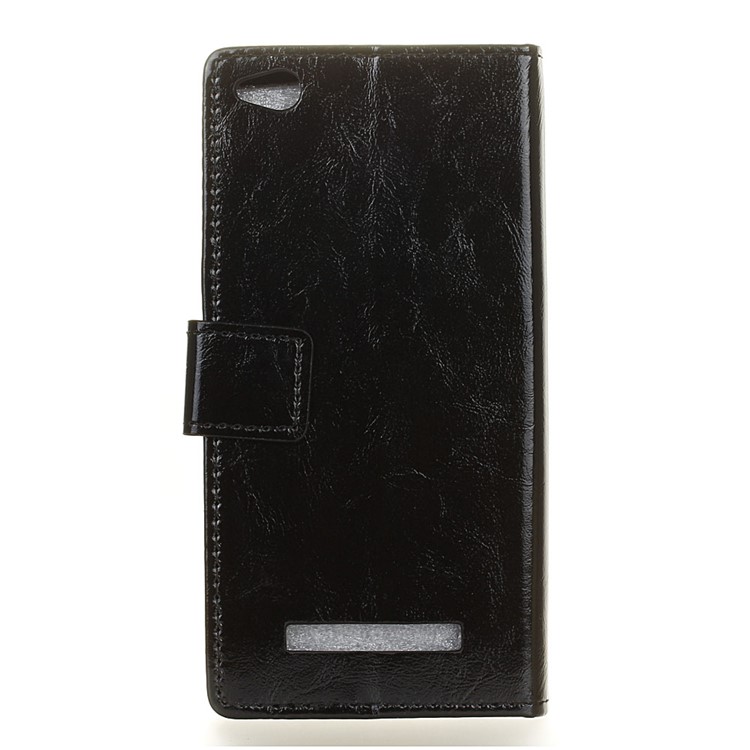 Wallet Flip Leather Phone Stand Case for Xiaomi Redmi 4a with Crazy Horse Texture - Black-3