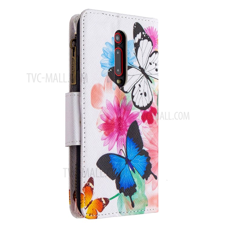 Pattern Printing Zipper Leather Shell for Xiaomi Redmi K20 / Mi 9T / K20 Pro / Mi 9T Pro - Butterfly-5