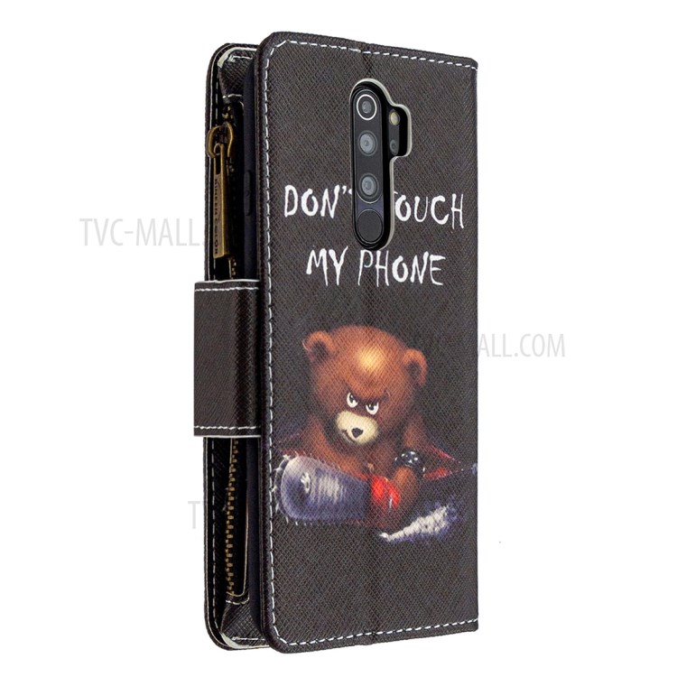 Padrão BF03 Imprimir Carteira Caso De Telefone De Couro Com Zíper Para Xiaomi Redmi Nota 8 Pro - Não Toque Meu Telefone-5