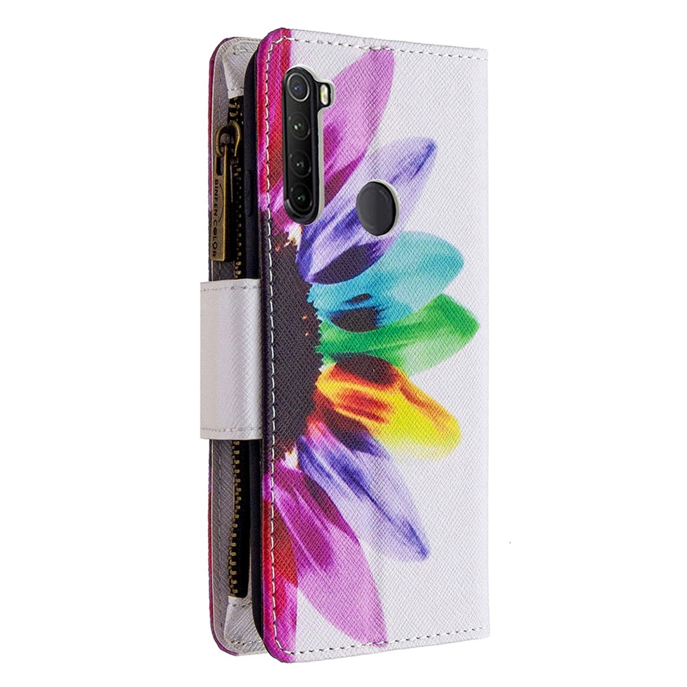 BF03 Pattern Printing Zipper Wallet Leather Phone Case for Xiaomi Redmi Note 8T - Colorful Petals-3