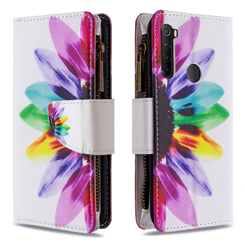 BF03 Pattern Printing Zipper Wallet Leather Phone Case for Xiaomi Redmi Note 8T - Colorful Petals-4