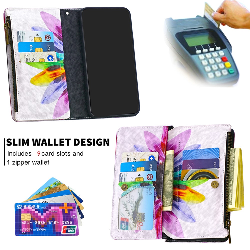 BF03 Pattern Printing Zipper Wallet Leather Phone Case for Xiaomi Redmi Note 8T - Colorful Petals-6