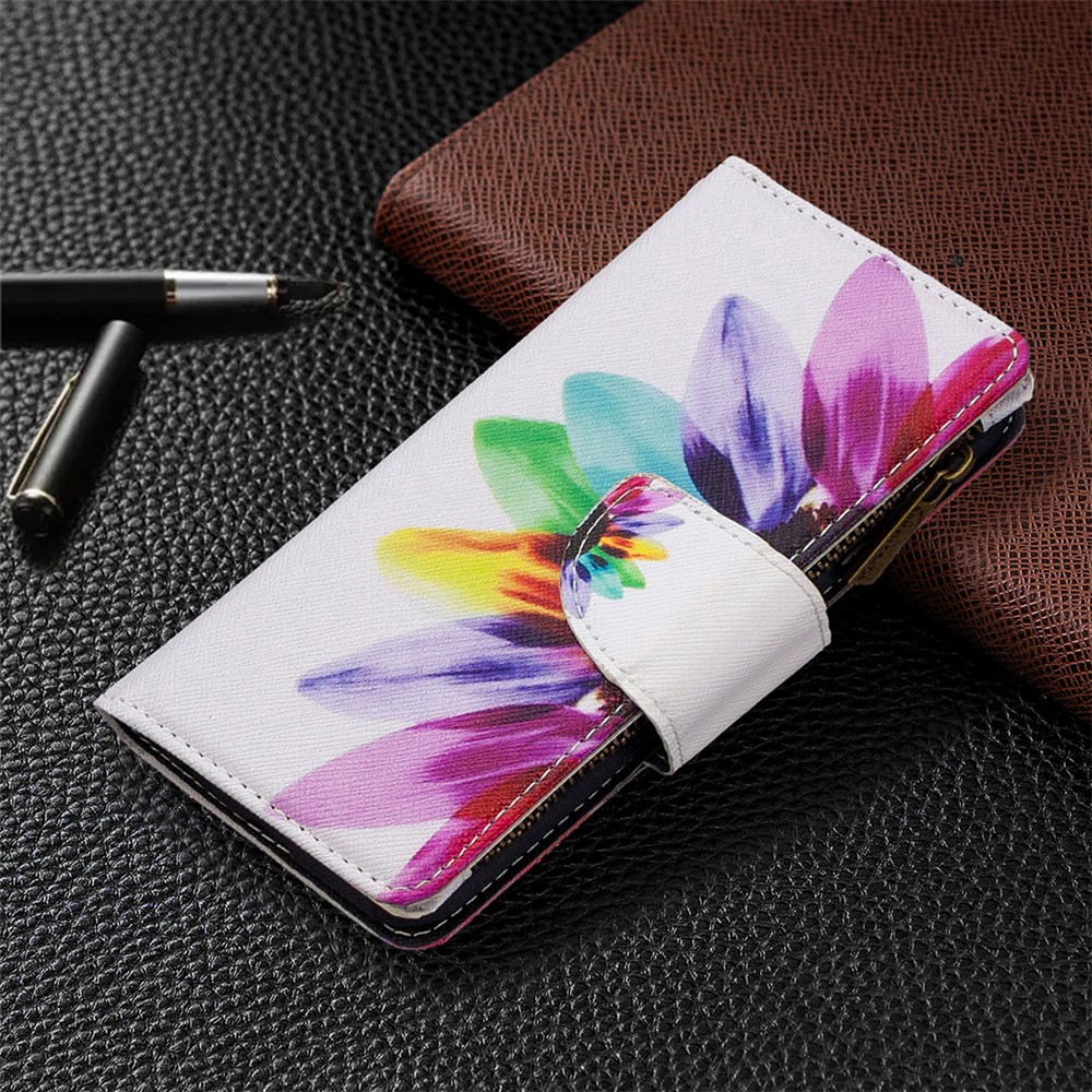 BF03 Pattern Printing Zipper Wallet Leather Phone Case for Xiaomi Redmi Note 8T - Colorful Petals-7