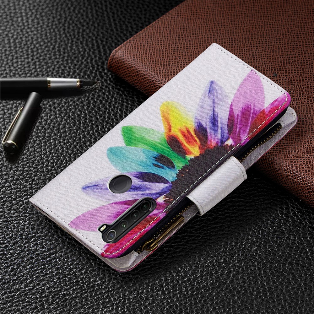 BF03 Pattern Printing Zipper Wallet Leather Phone Case for Xiaomi Redmi Note 8T - Colorful Petals-8