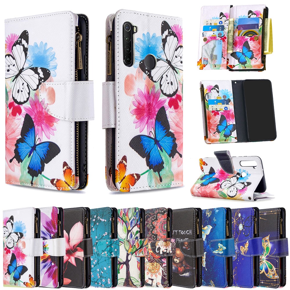 BF03 Pattern Printing Zipper Wallet Leather Phone Case for Xiaomi Redmi Note 8T - Colorful Petals-9