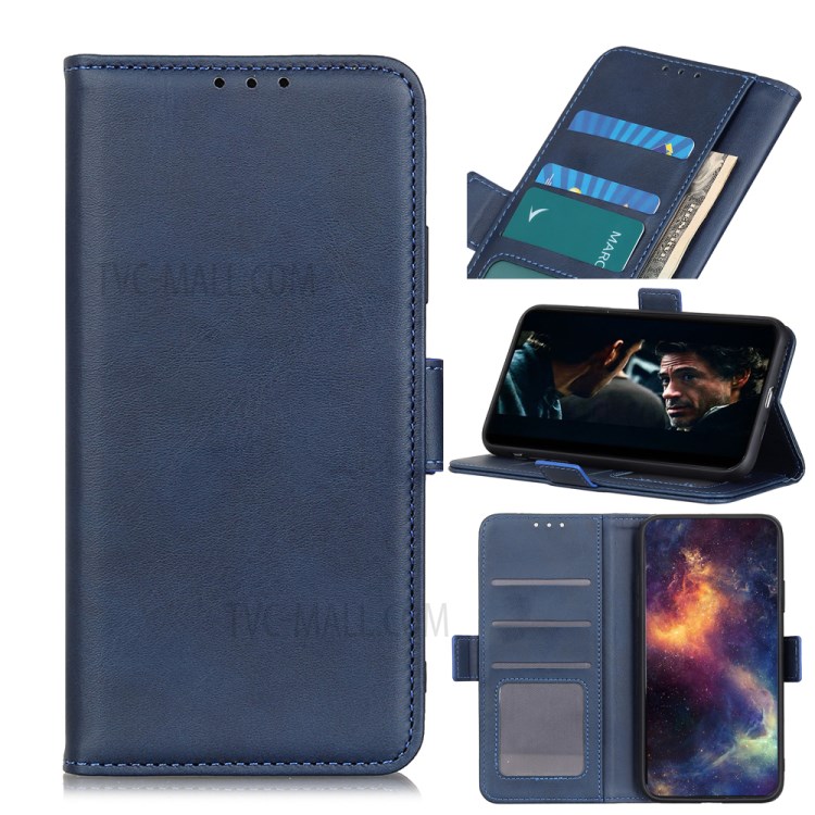 Wallet Stand Magnetic Closure Style Leather Cover Shell for Xiaomi Mi Note 10 Lite - Blue-1