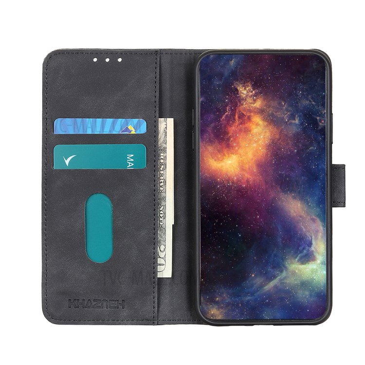 Cubierta de Teléfono de Cuero Khazneh Wallet Stand Para Xiaomi Redmi Nota 9s/nota 9 Pro/nota 9 Pro Max - Negro