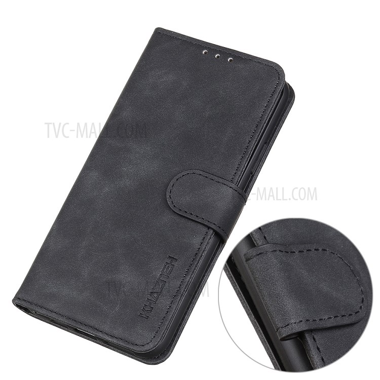 Cubierta de Teléfono de Cuero Khazneh Wallet Stand Para Xiaomi Redmi Nota 9s/nota 9 Pro/nota 9 Pro Max - Negro