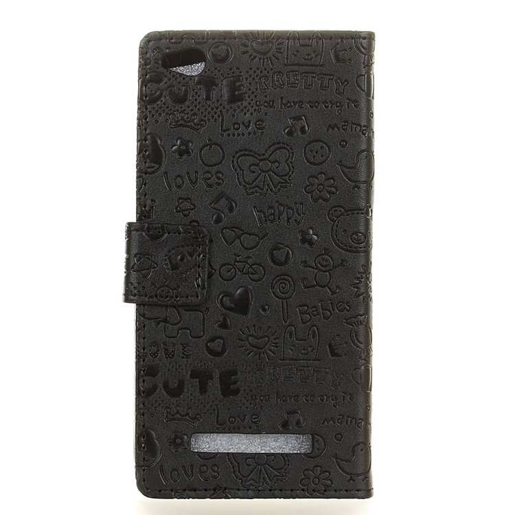 Cartoon Graffiti Card Holder Leather Phone Case for Xiaomi Redmi 4a - Black-3
