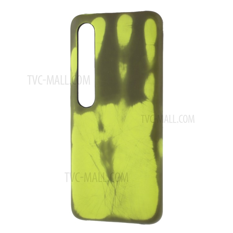 Indução Térmica Cor Fluorescente Mudando Revestido De Couro PU Tampa Do PC Para Xiaomi MI 10 / Mi 10 Pro - Verde-2