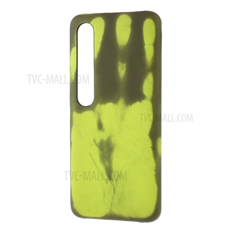 Thermal Induction Fluorescent Color Changing PU Leather Coated PC Cover for Xiaomi Mi 10/Mi 10 Pro - Green-2