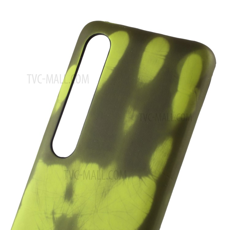 Indução Térmica Cor Fluorescente Mudando Revestido De Couro PU Tampa Do PC Para Xiaomi MI 10 / Mi 10 Pro - Verde-4