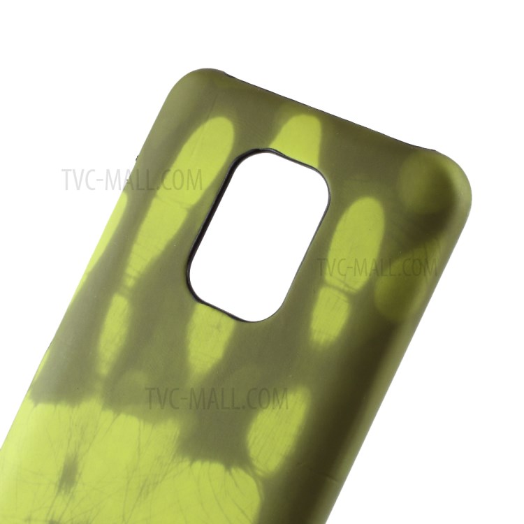Thermal Induction Fluorescent Color Changing PU Leather Coated PC Shell for Xiaomi Redmi Note 9S/Note 9 Pro/Note 9 Pro Max - Black / Green-6