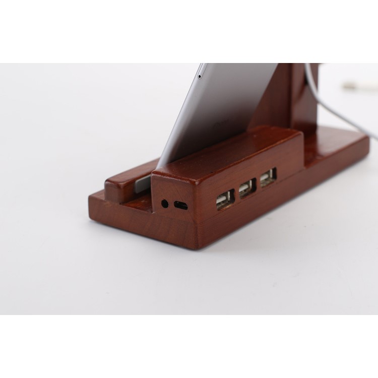 Wooden Phone Holder Docking Stand with USB Fan and 3 USB Ports for Smartphone Apple Watch-11