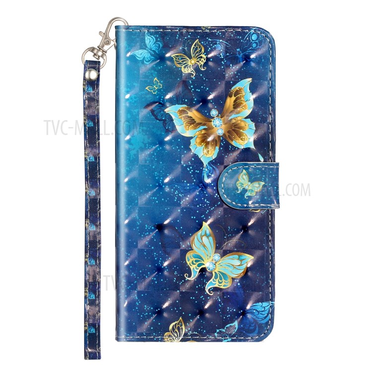 Light Spot Decor Patterned Embossed Leather Wallet Case with Strap for Xiaomi Redmi Note 8 - Butterfly-3