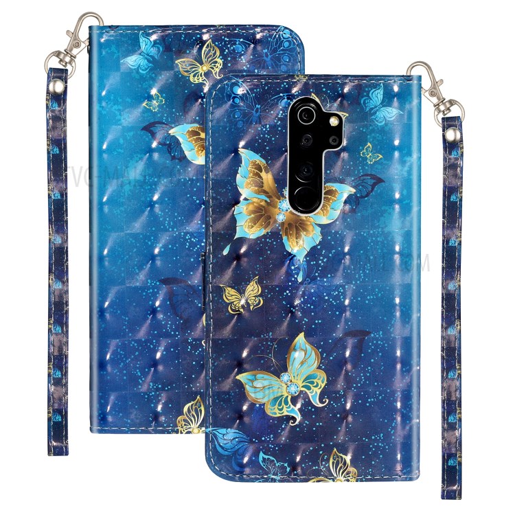 Light Spot Decor Pattern Printing Case Wallet Stand Leather Cover for Xiaomi Redmi Note 8 Pro - Butterfly-2