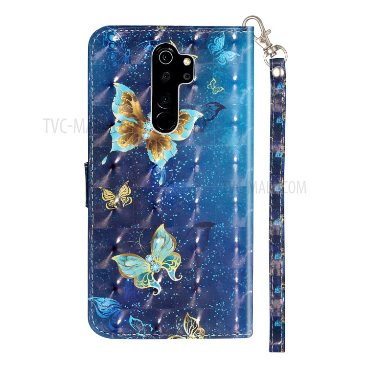 Light Spot Decor Pattern Printing Case Wallet Stand Leather Cover for Xiaomi Redmi Note 8 Pro - Butterfly-4