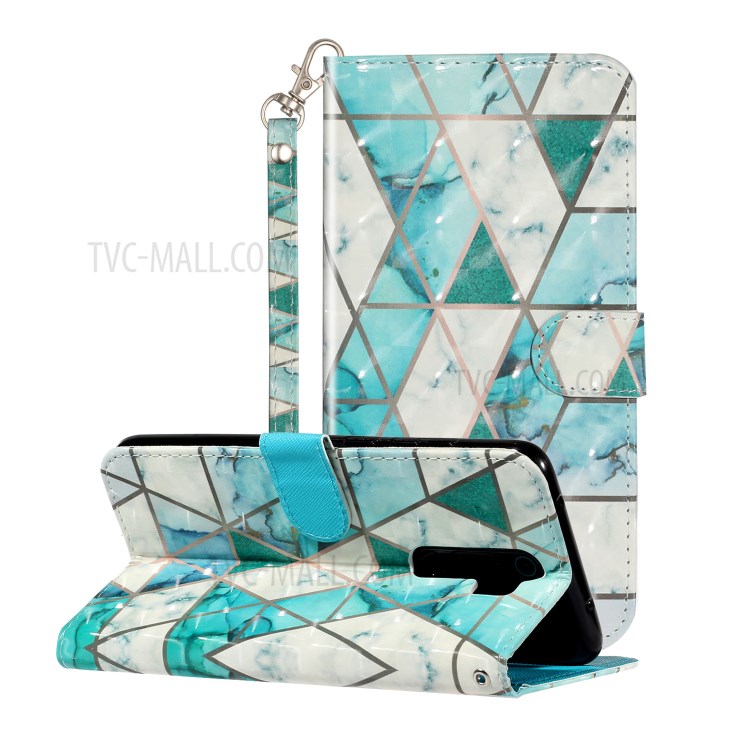 Light Spot Decor Pattern Printing Case Wallet Stand Leather Cover for Xiaomi Redmi Note 8 Pro - Stone Grain-1