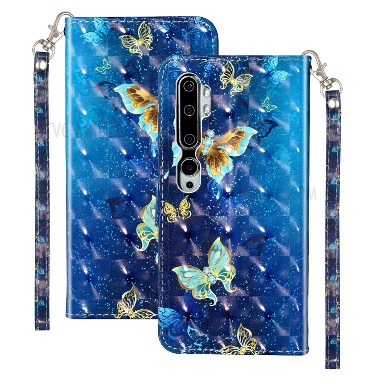 Light Spot Decor Wallet Stand Leather Pattern Printing Protection Shell for Xiaomi Mi CC9 Pro - Butterfly-1