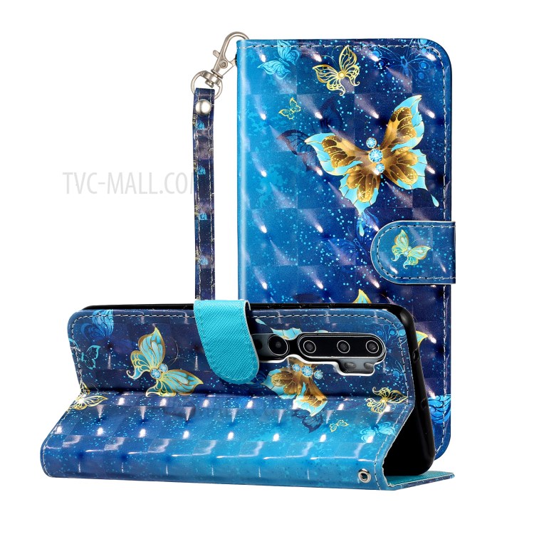 Light Spot Decor Wallet Stand Leather Pattern Printing Protection Shell for Xiaomi Mi CC9 Pro - Butterfly-2