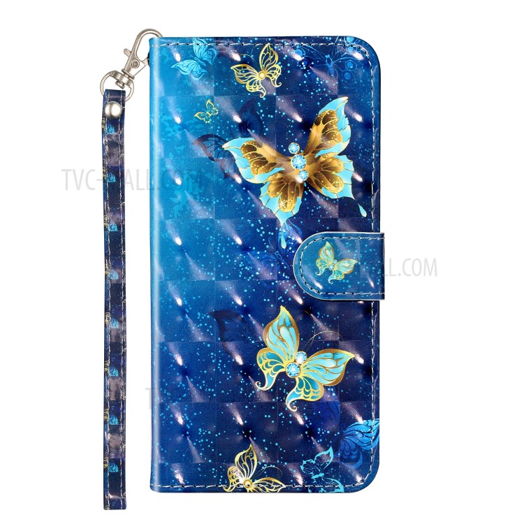 Light Spot Decor Wallet Stand Leather Pattern Printing Protection Shell for Xiaomi Mi CC9 Pro - Butterfly-3