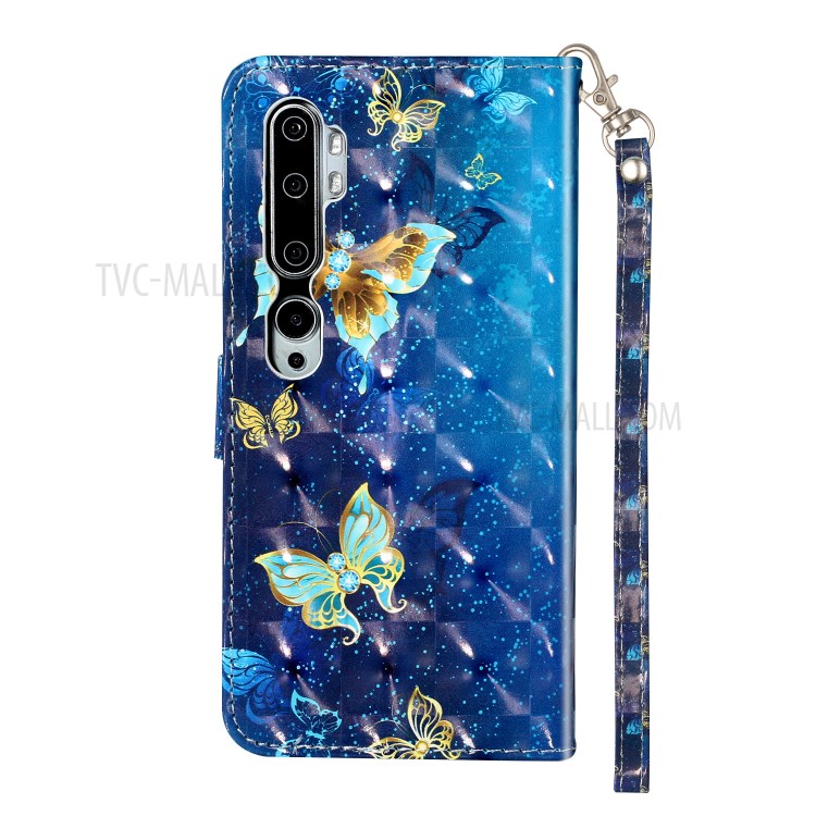 Light Spot Decor Wallet Stand Leather Pattern Printing Protection Shell for Xiaomi Mi CC9 Pro - Butterfly-4