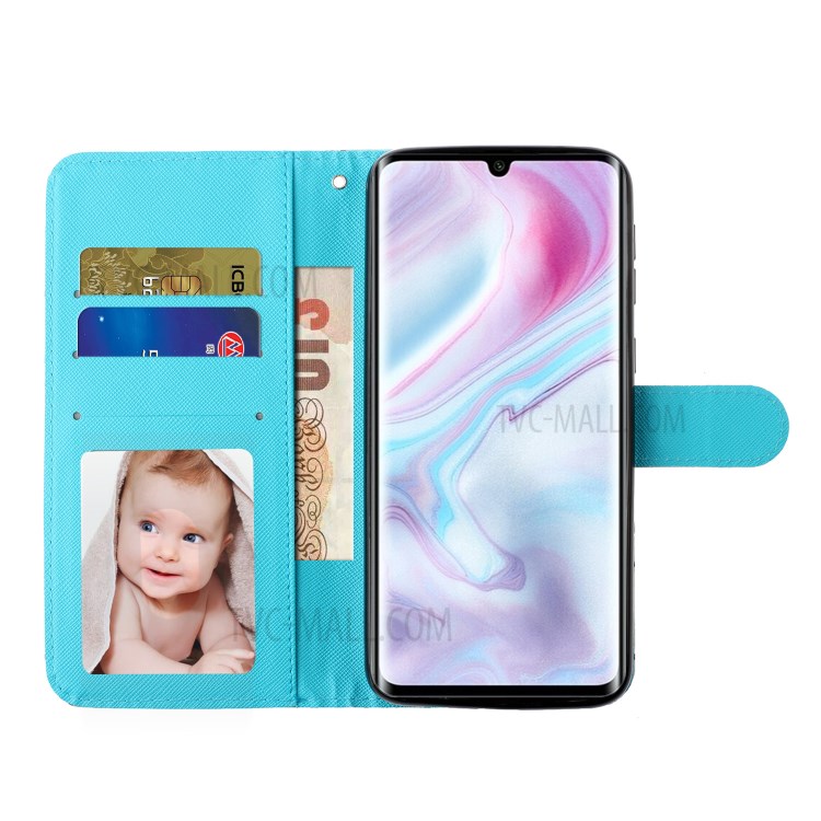 Light Spot Decor Wallet Stand Leather Pattern Printing Protection Shell for Xiaomi Mi CC9 Pro - Butterfly-7