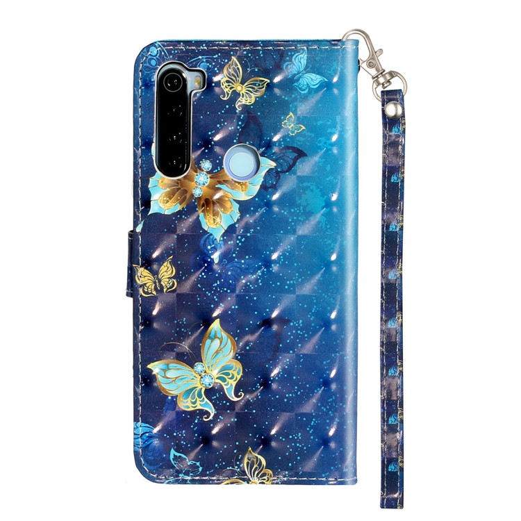 Light Spot Decor Pattern Printing Shell Wallet Stand Leather Cover for Xiaomi Redmi Note 8T - Butterfly-4